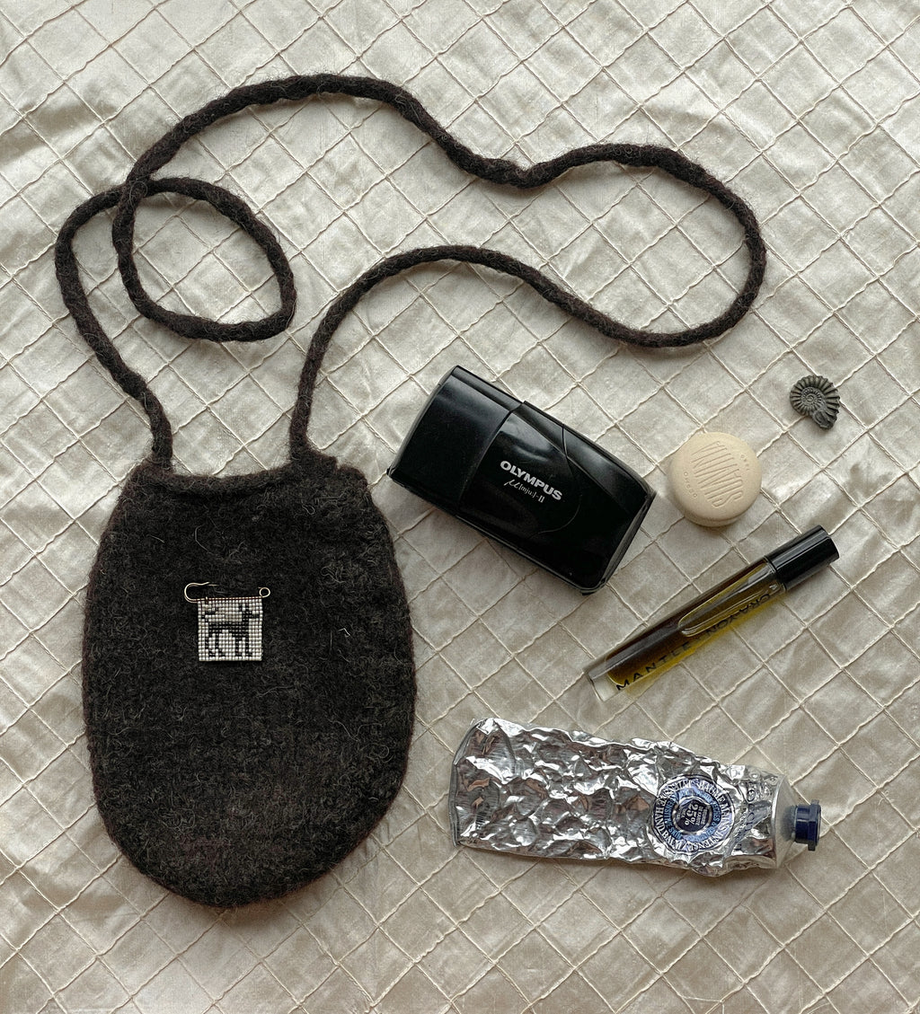 Felted Pocket with Guardian Pin [Hound]